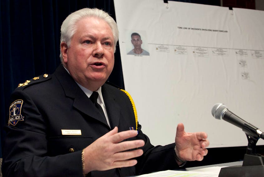 Former Halifax Regional Police Cheif Frank Beazley speaks at a news conference on Feb. 15, 2012. The force announced Thursday that Beazley passed away. Ingrid Bulmer -File