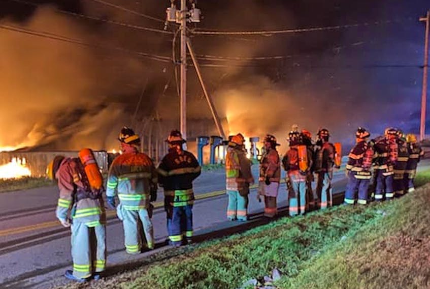 Firefighters were on the scene of a fire at a fish plant/pound in New Edinburgh, Digby County., on the evening of Nov. 25. PHOTO COURTESY OF SEAN DOUCETTE