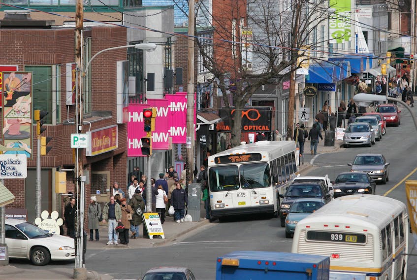 People make their way along Spring Garden Road in Halifax in 2006. Nova Scotia's population is approaching one million.