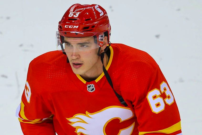 Young sniper Adam Ruzicka joined the Flames for practice on Thursday.