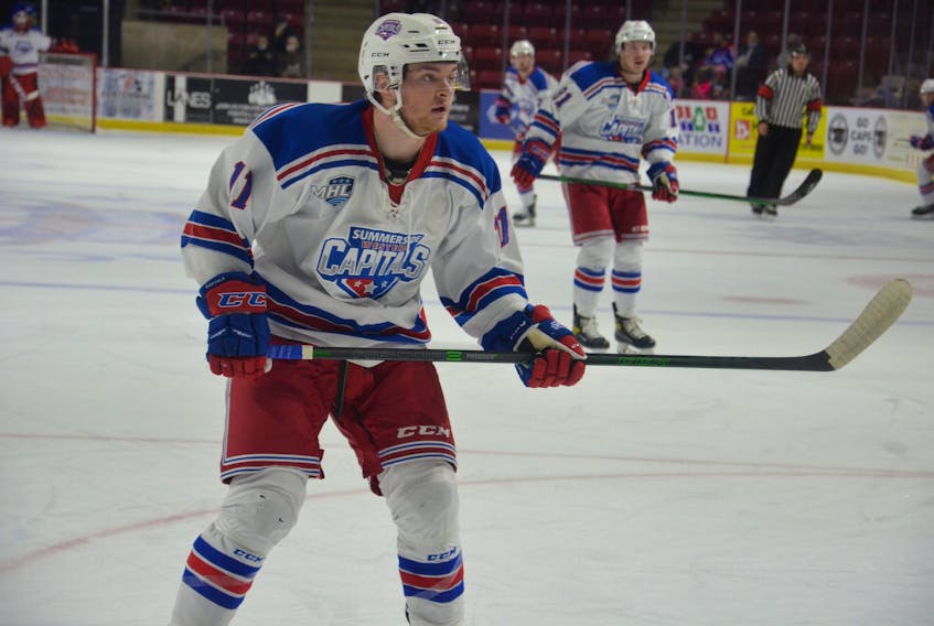 Thomas Lacombe had a pair of two-goal games to lead the Summerside D. Alex MacDonald Ford Western Capitals to back-to-back wins in the Maritime Junior Hockey League (MHL) over the weekend. Lacombe was named the first star in both wins – 7-1 over the Truro Bearcats on Nov. 26 and 4-1 against the Edmundston Blizzard on Nov. 27.