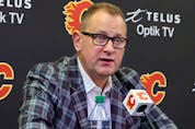  Calgary Flames general manager Brad Treliving speaks with media on the opening day of the team’s training camp, Wednesday, Sept. 22, 2021.