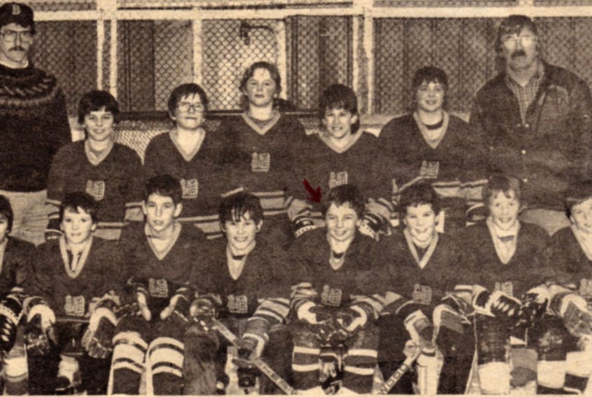 The Ceilidh Atoms captured the regional championship and advanced to the 1982-83 Nova Scotia Atom 'C' Provincial Championship tournament with victories over Richmond, Antigonish, Trenton and Cheticamp. The team was made up of players from Judique, Port Hood, and Mabou. Front row, from left, Sheldon LeBlanc, Jason Batherson, D.D. MacDonald, Rodney MacDonald, Michael Beaton, Bill MacDougall, and Mark MacInnis. Back row, from left, Bernie MacDonald (coach), Aaron MacQuarrie, Blake Beaton, Kyle MacQuarrie, Brain Tracy, Craig MacInnis, and Bernie Beaton (manager). Missing from the photo were coaches Lewis MacDonnell, Shane MacInnis, and Harvey Todd Timmons. PHOTO CONTRIBUTED.