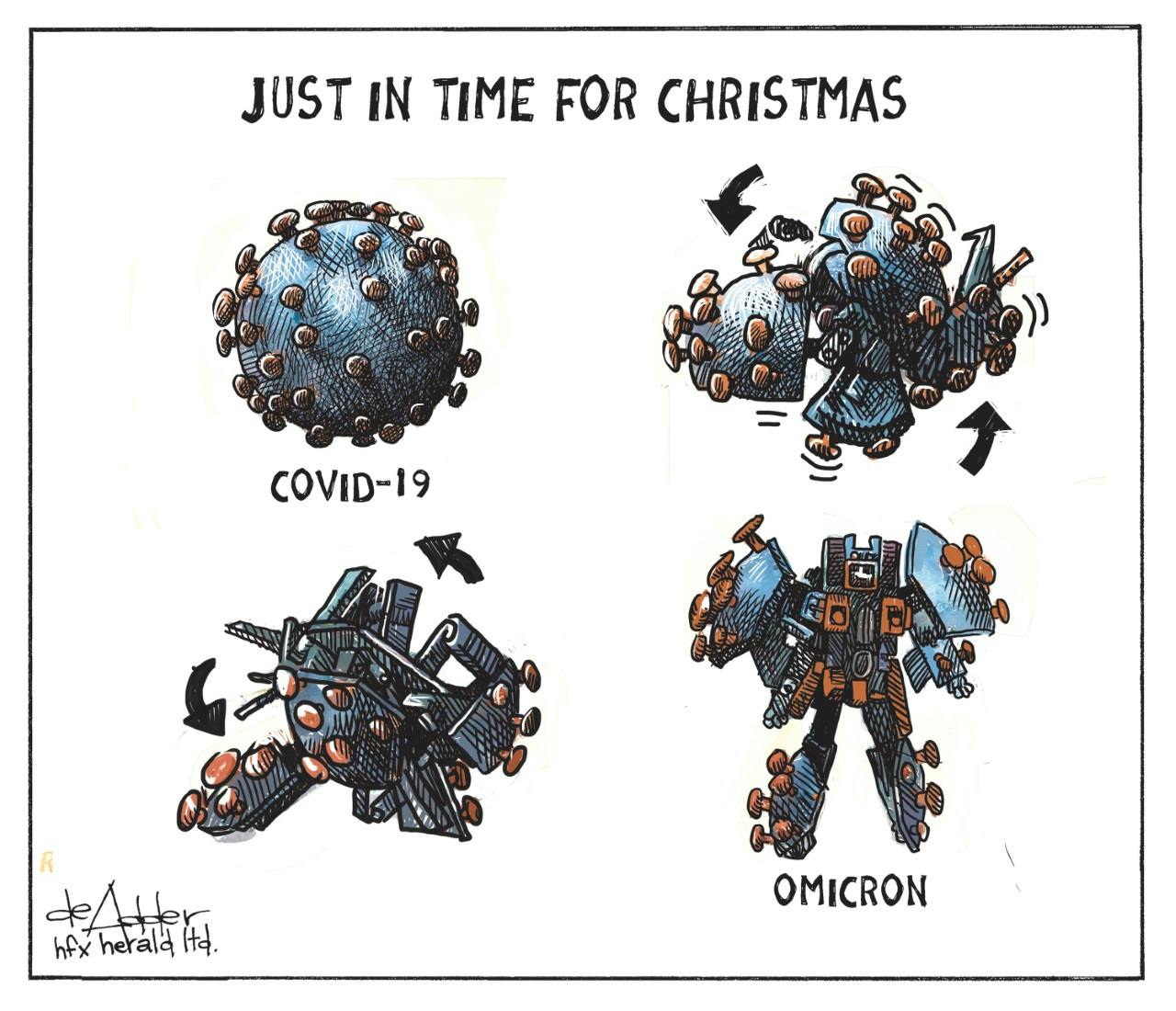 Michael De Adder transformers COVID Omicron strain cartoon