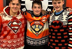 Following a recent U-15 Major Bearcats’ victory, the game star sweaters were awarded to Chaz Lockhart (left) – Superman super player of the game, Seth MacKenzie - Super Mario play of the game, and Ethan Wolfe – Batman unsung hero.