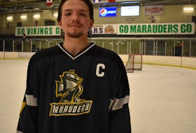 Memorial Marauders captain Mason Chapman is thankful for the opportunity to represent his school when they host the annual Mae Kibyuk Memorial Green and Gold High School Hockey Tournament this week at the Emera Centre Northside in North Sydney. JEREMY FRASER • CAPE BRETON POST