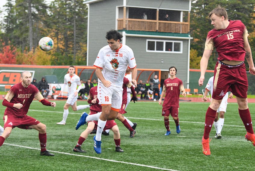 Jose Maria Reiberio de Cunha and the Cape Breton Capers will defend their Atlantic University Sport men’s soccer title this week at the Cape Breton Health Recreation Complex Turf in Sydney. Contributed • Vaughan Merchant, CBU Athletics
