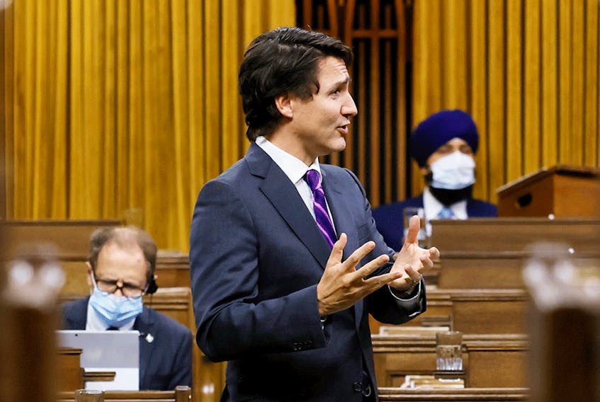 Prime Minister Justin Trudeau speaks in response to last week's Throne Speech, in the House of Commons on November 30, 2021.
