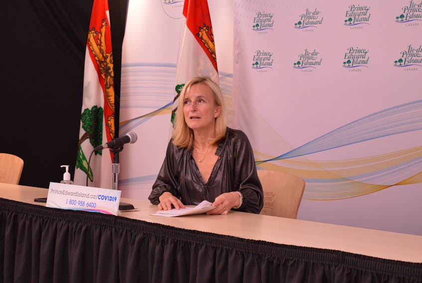 Dr. Heather Morrison, P.E.I.'s chief public health officer, announces one new case of COVID-19 at the Nov. 30 media briefing. 