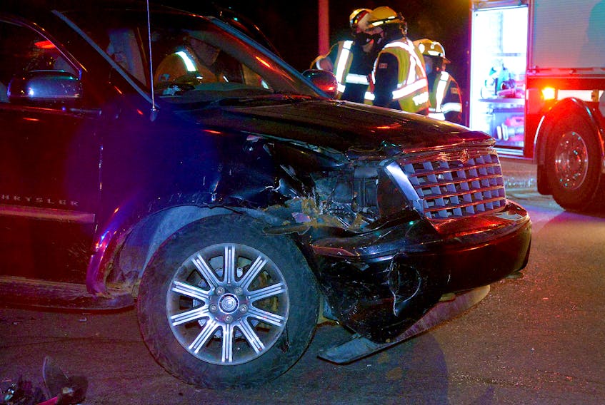 One person was sent to hospital following a two-vehicle collision in Torbay Monday night.