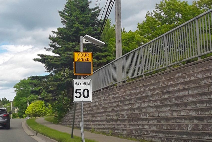 A "speed calming" device currently set up along the eastbound portion of Kings Road just past Weidner Drive — one of several devices set up in the Cape Breton Regional Municipality. CONTRIBUTED • CAPE BRETON REGIONAL POLICE SERVICE