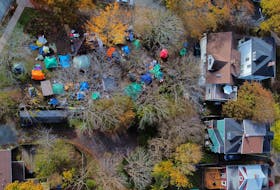 FOR FILE:
An aerial view of some of the tents for the homeless in Meagher Park, aka The People's Park in Halifax Monday November 8, 2021. 

TIM KROCHAK PHOTO
