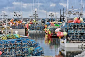 Lobster boats loaded with gear tied up at the Meteghan wharf last year. Due to strong winds last year, the lobster season in LFA 34 in southwestern Nova Scotia that should have gotten underway on the last Monday of November did not get underway until Dec. 8. TINA COMEAU • TRICOUNTY VANGUARD 