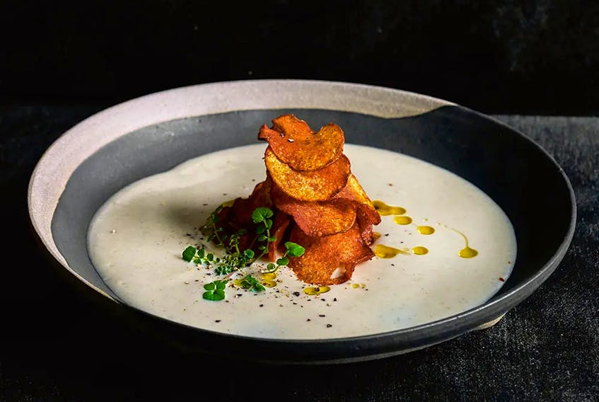 Potato pine nut soup from The Acorn is always a hit when it's on the Vancouver restaurant's menu. Gabriel Cabrera photo