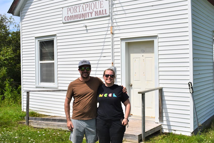 Andrew MacDonald, one of the main volunteers overseeing work at Portapique Community Hall, and his sister Heather, the executive director with the MacPhee Centre for Creative Learning, just outside the hall a day before it hosted one of the centre’s summer week-long camps. 