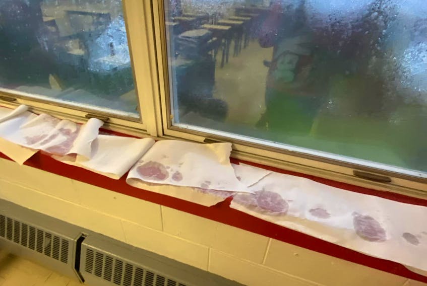 Moisture came in around a window at Trenton Middle School.