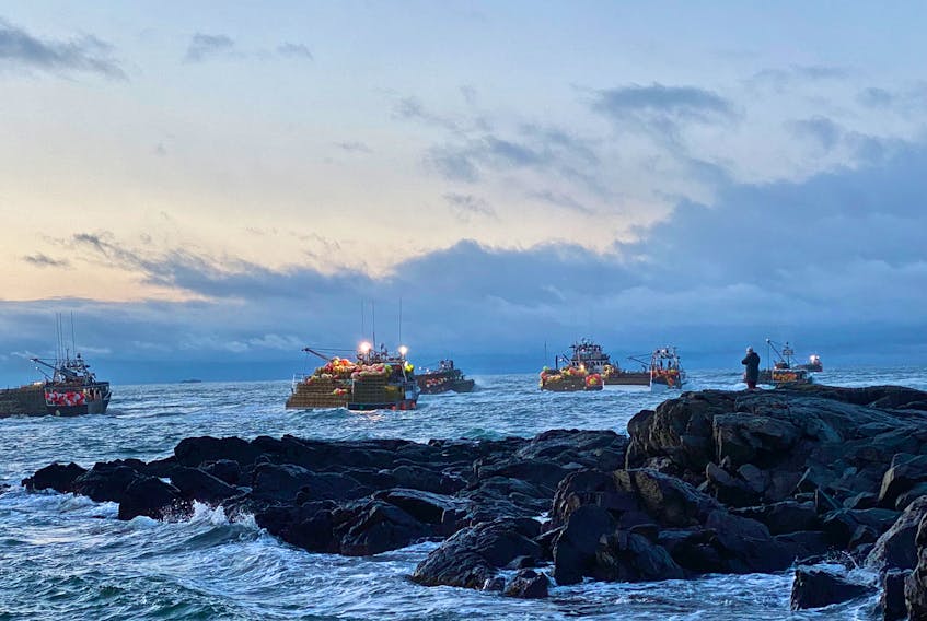 The Leif Erikson trail at the Cape Forchu Lighthouse provides a good vantage point for trap-laden lobster boats heading out on Dumping Day.
CARLA ALLEN • TRI-COUNTY VANGUARD