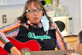 Dakota language teacher Donna Pratt uses traditional lessons as well as music and songs to teach the Dakota language to youth at the Mahpia Hdega School on the Dakota Plains Wahpeton Oyate First Nation. Handout photo