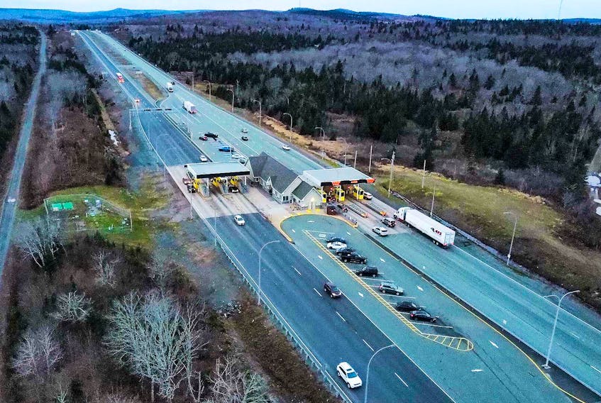 An overhead photo of the Cobequid Pass toll plaza taken earlier this week.