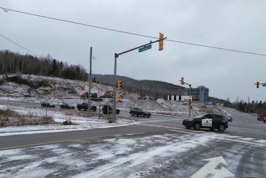 The area at the intersection of Corporal Pinksen Drive and Grenfell Drive in Corner Brook where a new service station will be built.