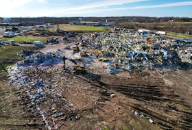 The remains of the Mayfield Consumer Products candle factory in Mayfield, Ky., where eight people were killed Dec. 10 when a tornado ripped through the city. — Reuters file photo