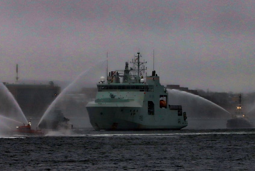FOR NEWS STORY:
HMCS Harry deWolf arrives back to the city from a four-month deployment Thursday December 16, 2021. The vessel sailed through the Northwest Passage and circumnavigated North America while conducting its duties on its inaugural deployment. 


TIM KROCHAK PHOTO
