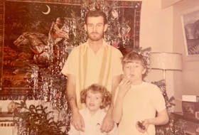 Herbin Townsend with two of his children, Wendee (Geldart) and Richard, at Christmas. Although he served all over the world, he always made it home for Christmas.
