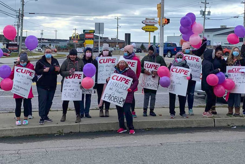 Long-term care workers from Bay Side Home in Barrington, N.S. took part in the CUPE Day of Action rally on Nov. 30, 2021, highlighting the issues they say have put long-term care in crisis mode. — Facebook photo