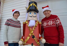 Marjorie, left, and Gordon Matthews of Cornwall decided to add a unique Christmas display outside their home this year, building this seven-foot-tall nutcracker.