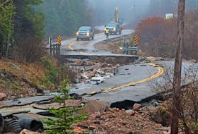 A section of the Cabot Trail in New Haven washed out by storm damage. Photo by Communications Nova Scotia.
