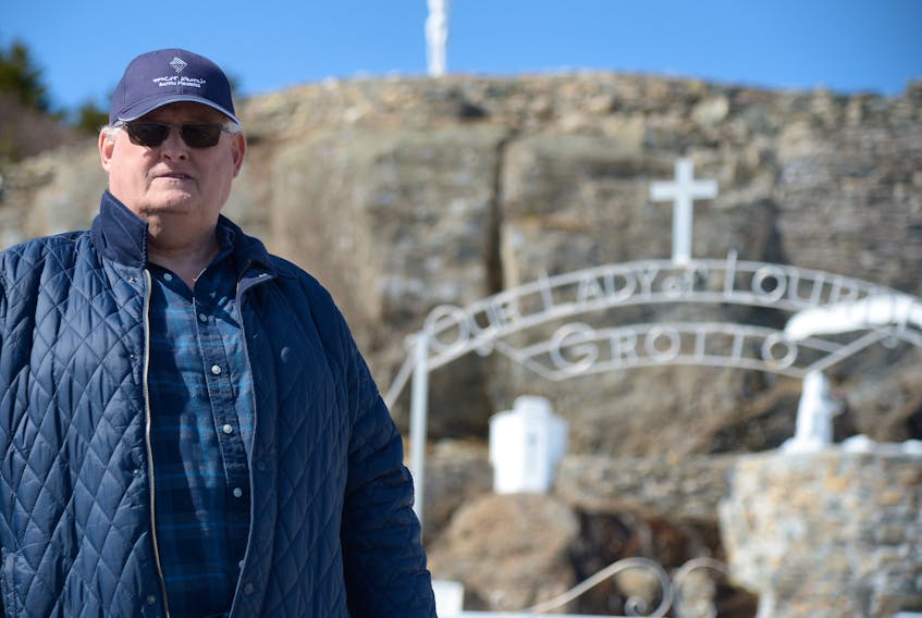 Dan Kavanagh, chair of the finance committee for St. Agnes’ and St. Michael’s Parish in Pouch Cove and Flatrock, at the Our Lady of Lourdes Grotto in Flatrock. Keith Gosse/The Telegram