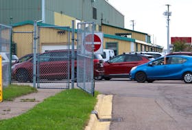 Cars lined up outside the COVID-19 testing facility in Charlottetown in this Sept 13 file photo. Testing clinics across P.E.I. have modified hours for the upcoming holidays. 