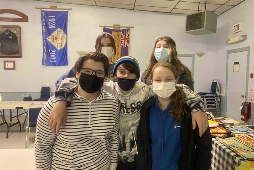 Some of the teenagers involved in the Be Kind Project in western Labrador are: (back, from left) Katie Pike and Bridgette Smith; (front, from left) Leah Patterson, Jayden Greening and Sarah Trainor.
