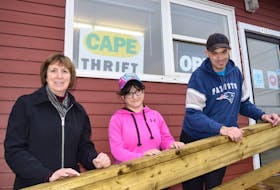 Kim Bedecki, left, executive director of the Centre for Adults in Progressive Employment (CAPE), stands in front of the new CAPE Thrift Store which recently opened at 40 B McKeen St., Glace Bay, with centre participants Charlotte Gwynn, centre, and John Campbell. Bedecki said with the lack of stores in the community this was needed, but most importantly it also provides a great training program in a retail setting for their participants. Sharon Montgomery-Dupe • Cape Breton Post 