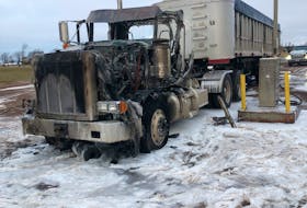 A truck cabin has been destroyed after it caught fire in a Borden-Carleton gas station parking lot on the morning of Dec. 28.