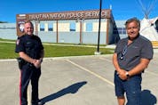  Keith Blake, chief of police for the Tsuuti’na Nation Police Service, and Steve Sxwithul’txw, director, producer and narrator of Tribal Police Files. Courtesy, OCM3 Productions.