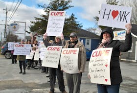 Unionized long term care workers in Shelburne rally for action from the provincial government to address staffing shortages and pay wages. KATHY JOHNSON