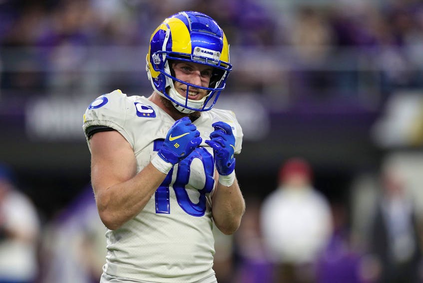 Cooper Kupp of the Los Angeles Rams reacts after fielding a punt against the Minnesota Vikings.