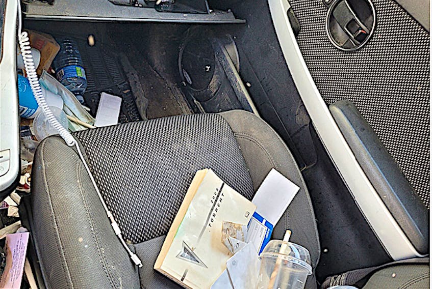 The inside of Michelle MacDonald's car on Morrison Street in Sydney after thieves entered it Friday night or early Saturday morning, the second time she was targeted in three days. Contributed