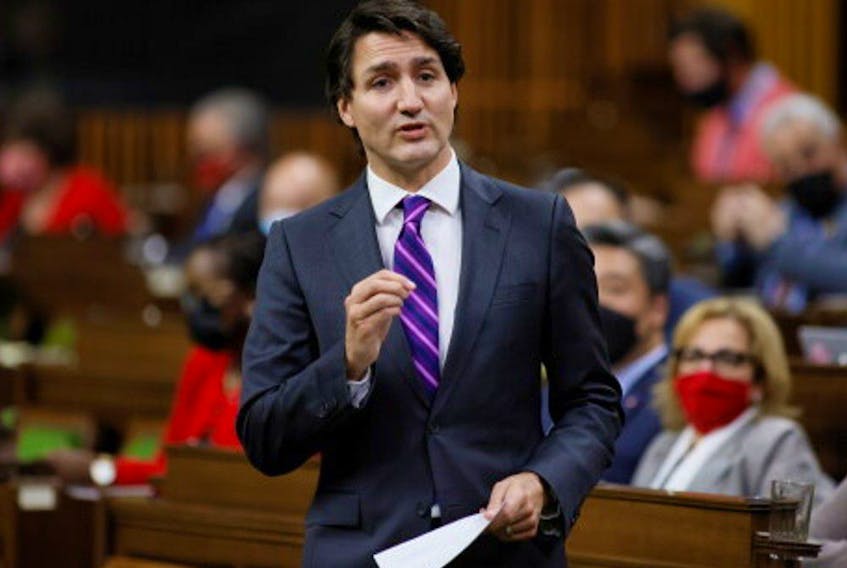 Canada's Prime Minister Justin Trudeau speaks in response to the Throne Speech in the House of Commons on Parliament Hill in Ottawa, Ontario, Canada November 30, 2021.