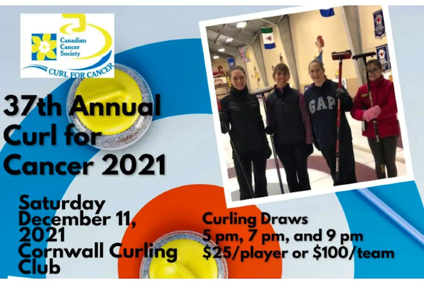 37th annual Curl for Cancer fundraiser takes place Dec. 11, 2021 at the Cornwall Curling Club.