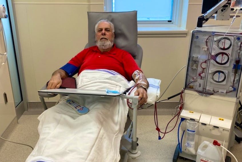Roger Manzer of Digby County was the first patient at the new six-station dialysis unit at the Digby General Hospital. CONTRIBUTED