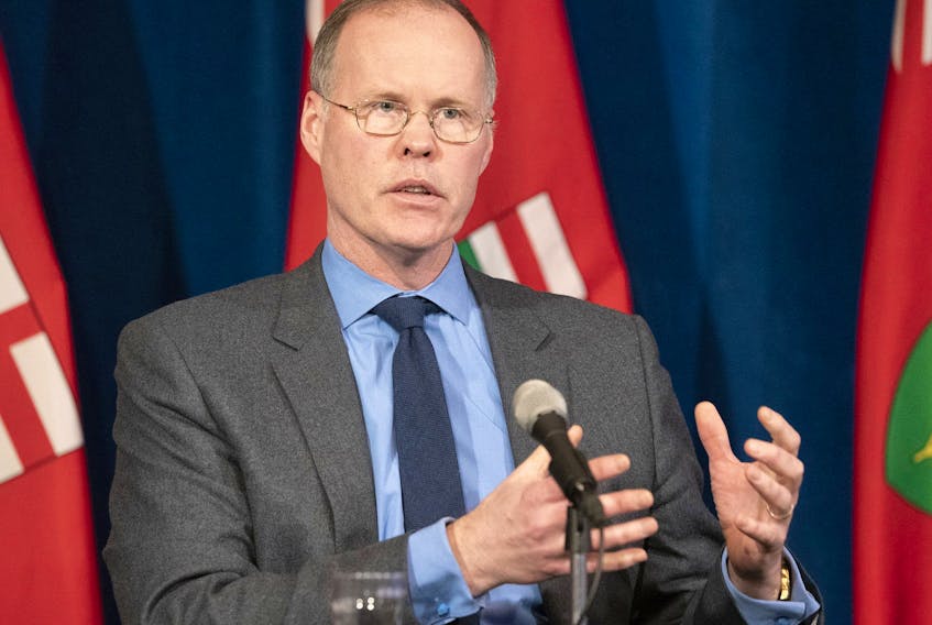 Dr. Adalsteinn Brown, dean of the University of Toronto's Public Health Department, answers questions during a news conference at Queen's Park in Toronto on April 20, 2020.