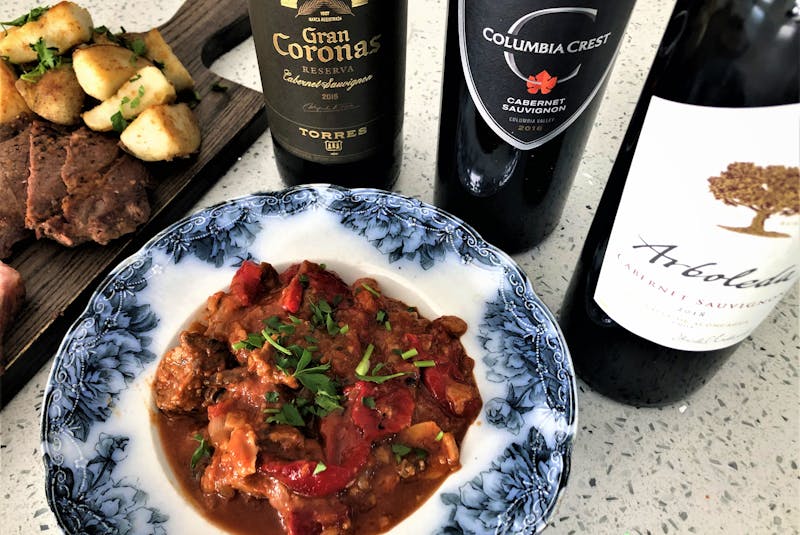 For less tannic styles of Cabernet try cooking your protein longer. Mark suggests this Spanish inspired beef stew matched with Torres Gran Coronas from Penedes in Spain. Photo: Mark DeWolf - Mark DeWolf