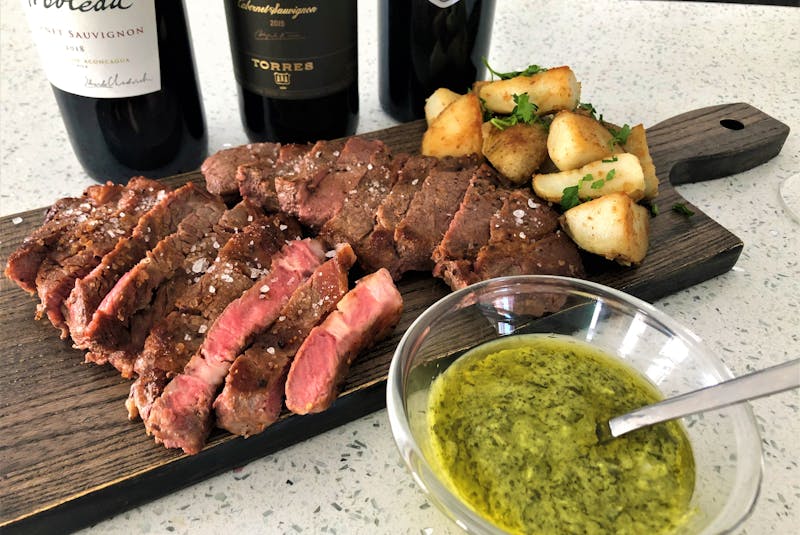 When pairing a premium Cabernet Sauvignon Mark DeWolf suggests rich proteins such as this striploin purchased from Sysco@home cooked medium-rare. Photo: Mark DeWolf - Mark DeWolf
