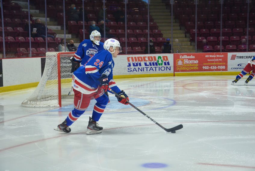 Summerside D. Alex MacDonald Ford Western Capitals defenceman Ryan Miley scored two goals in a 5-2 victory over the Pictou County Weeks Crushers Saturday at Eastlink Arena. Miley was named the game’s first star.
