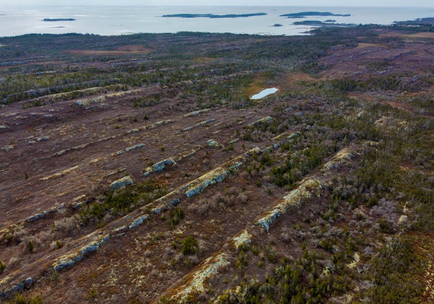 An aerial photo of some of the interesting formations of stone that extend throughout the area near Owls Head provincial park and Little Harbour, N.S. - Tim Krochak • The Chronicle Herald