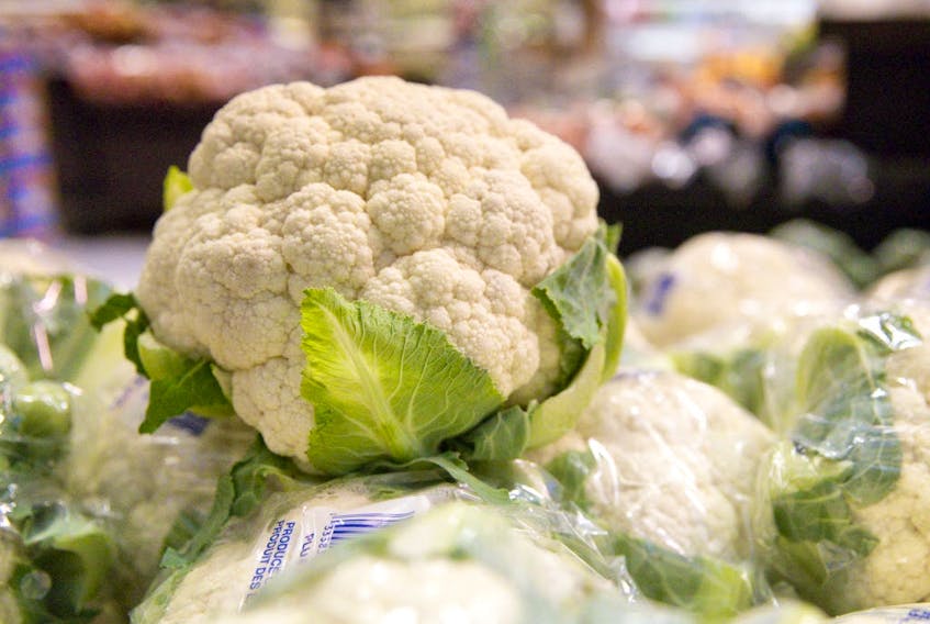 Cauliflower at a grocery store