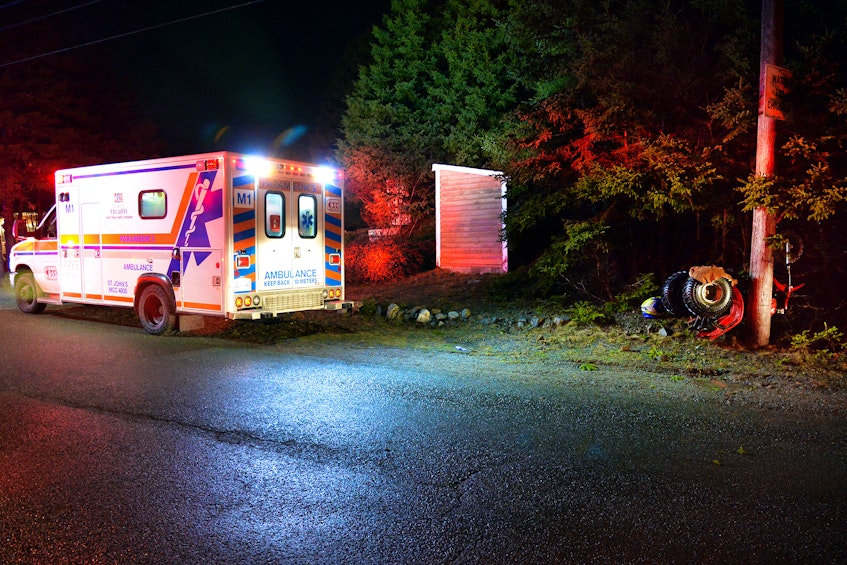 One man was sent to hospital following an ATV crash in Flatrock Sunday night. Keith Gosse/The Telegram 