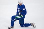 "I'm hoping he's able to play here by the end of the week but I guess we'll have a better idea once he meets with the specialist." — GM Jim Benning on the health of Elias Pettersson